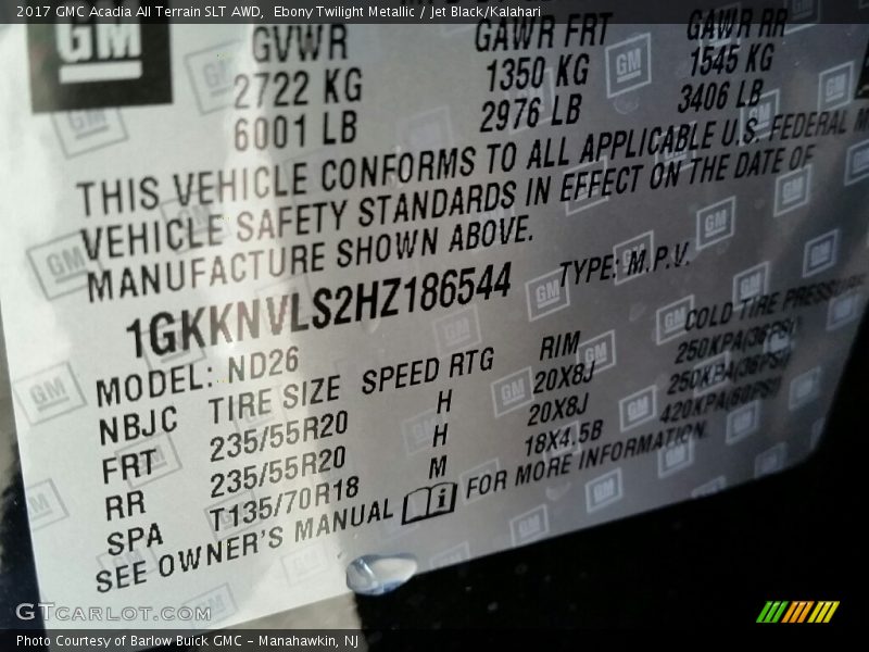 Ebony Twilight Metallic / Jet Black/Kalahari 2017 GMC Acadia All Terrain SLT AWD