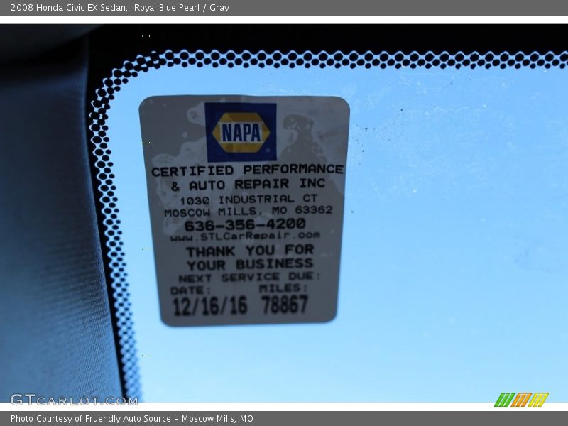 Royal Blue Pearl / Gray 2008 Honda Civic EX Sedan