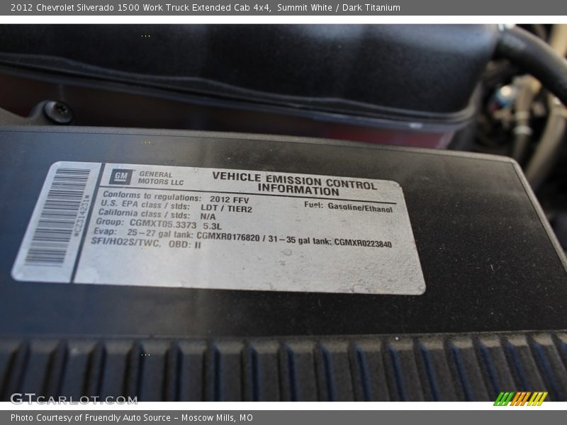 Summit White / Dark Titanium 2012 Chevrolet Silverado 1500 Work Truck Extended Cab 4x4
