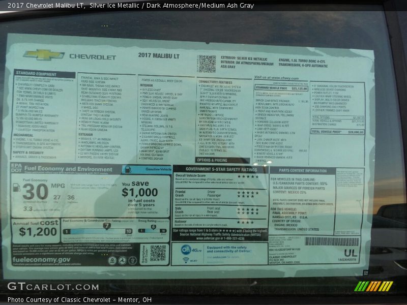 Silver Ice Metallic / Dark Atmosphere/Medium Ash Gray 2017 Chevrolet Malibu LT