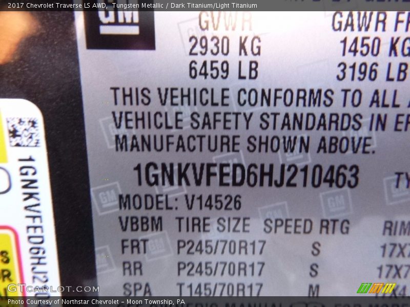 Tungsten Metallic / Dark Titanium/Light Titanium 2017 Chevrolet Traverse LS AWD