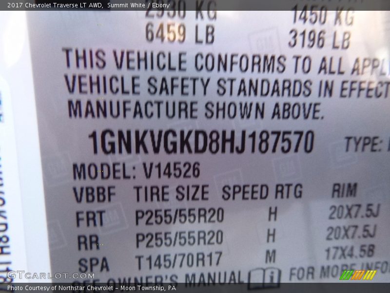 Summit White / Ebony 2017 Chevrolet Traverse LT AWD