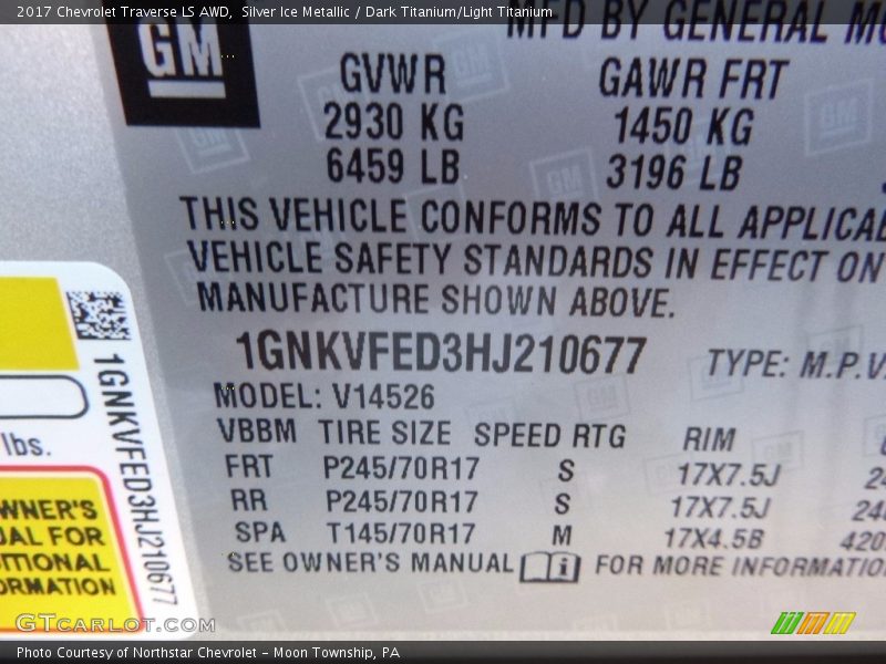 Silver Ice Metallic / Dark Titanium/Light Titanium 2017 Chevrolet Traverse LS AWD