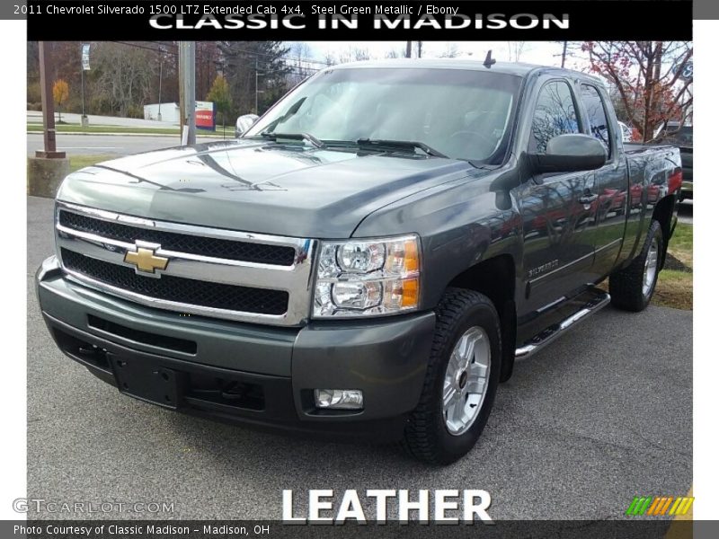 Steel Green Metallic / Ebony 2011 Chevrolet Silverado 1500 LTZ Extended Cab 4x4