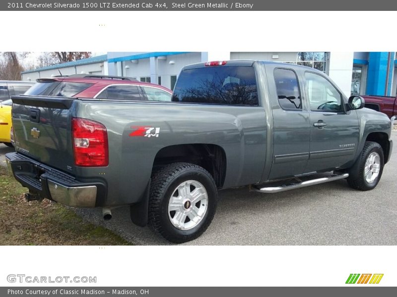 Steel Green Metallic / Ebony 2011 Chevrolet Silverado 1500 LTZ Extended Cab 4x4