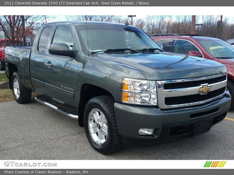 Steel Green Metallic / Ebony 2011 Chevrolet Silverado 1500 LTZ Extended Cab 4x4