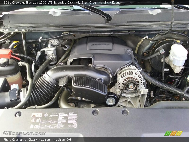 Steel Green Metallic / Ebony 2011 Chevrolet Silverado 1500 LTZ Extended Cab 4x4