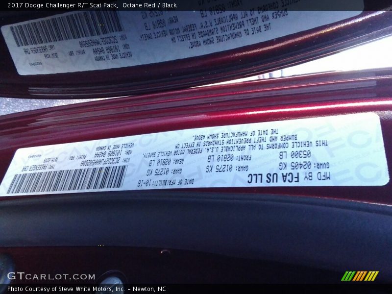 2017 Challenger R/T Scat Pack Octane Red Color Code PRV