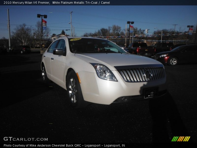 White Platinum Metallic Tri-Coat / Camel 2010 Mercury Milan V6 Premier