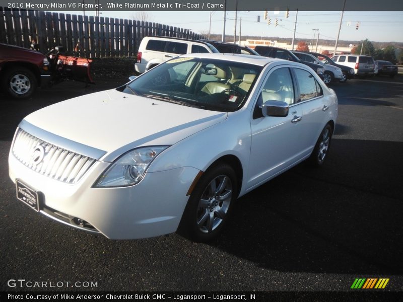 White Platinum Metallic Tri-Coat / Camel 2010 Mercury Milan V6 Premier