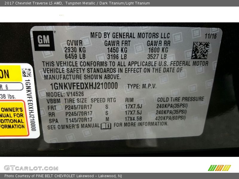 Tungsten Metallic / Dark Titanium/Light Titanium 2017 Chevrolet Traverse LS AWD