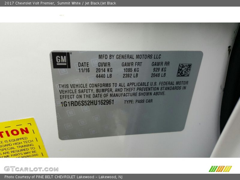 Summit White / Jet Black/Jet Black 2017 Chevrolet Volt Premier