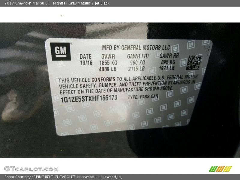 Nightfall Gray Metallic / Jet Black 2017 Chevrolet Malibu LT