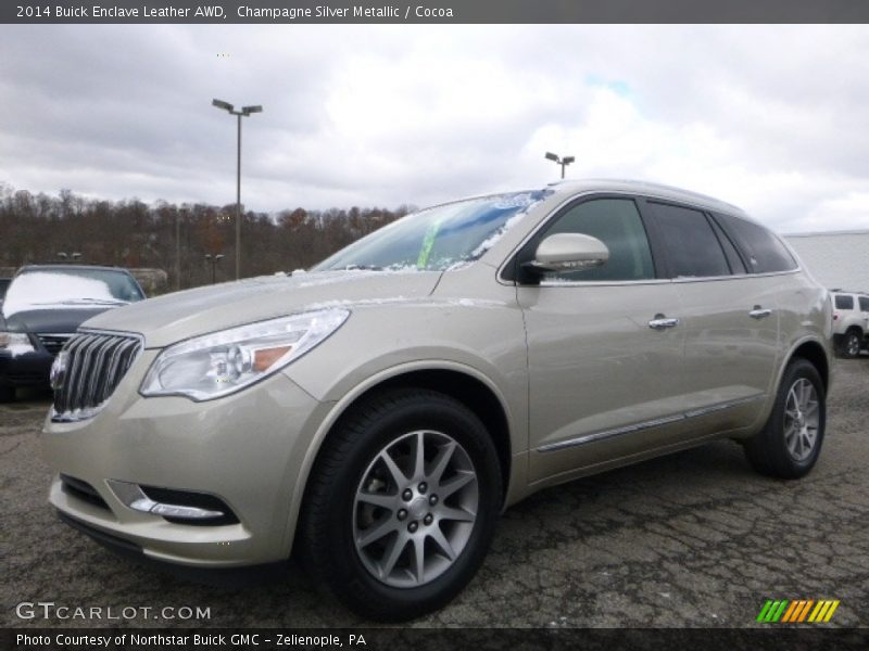 Champagne Silver Metallic / Cocoa 2014 Buick Enclave Leather AWD