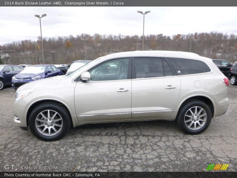 Champagne Silver Metallic / Cocoa 2014 Buick Enclave Leather AWD