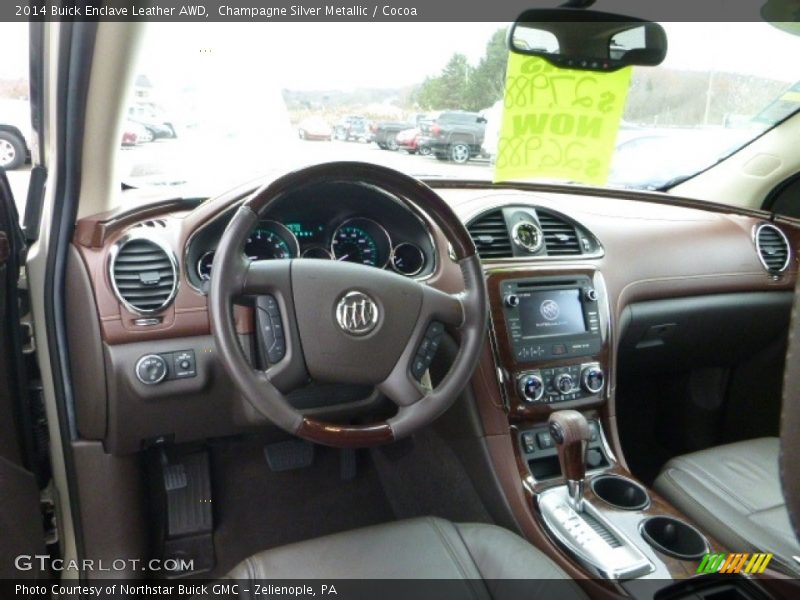 Champagne Silver Metallic / Cocoa 2014 Buick Enclave Leather AWD