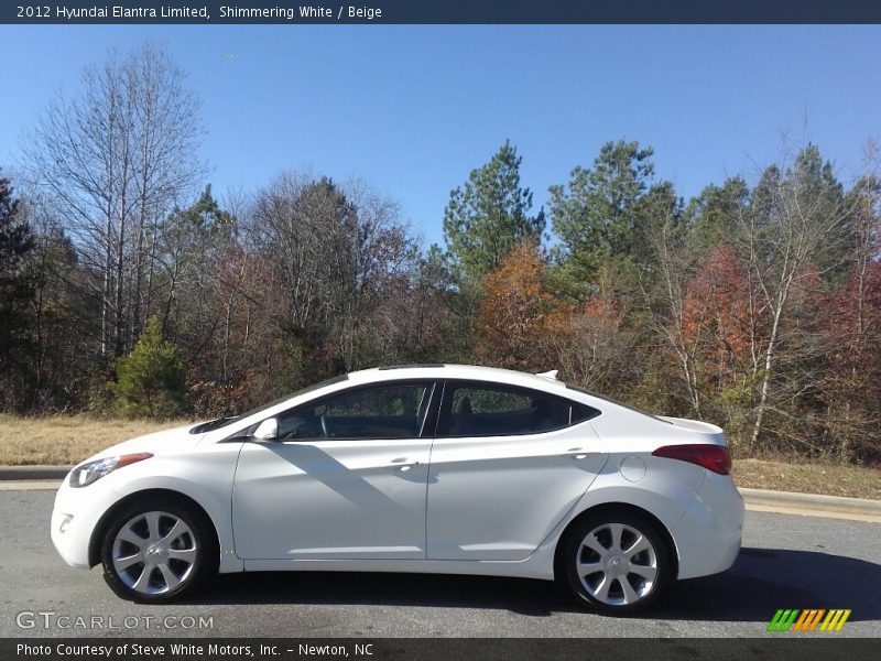 Shimmering White / Beige 2012 Hyundai Elantra Limited
