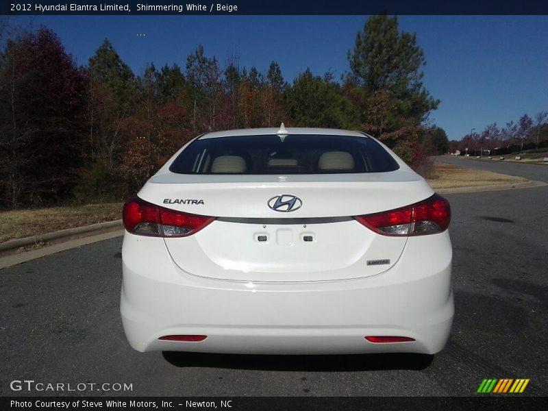 Shimmering White / Beige 2012 Hyundai Elantra Limited