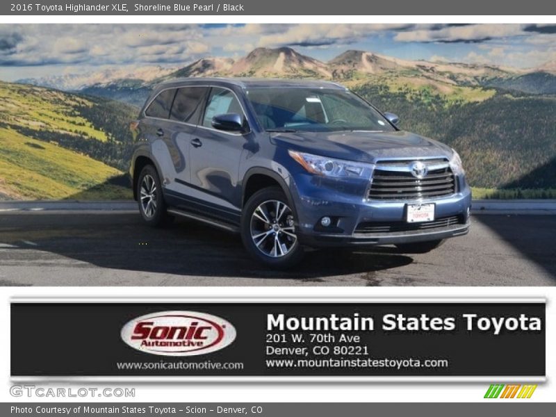Shoreline Blue Pearl / Black 2016 Toyota Highlander XLE