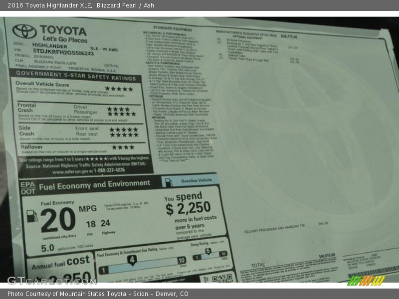 Blizzard Pearl / Ash 2016 Toyota Highlander XLE