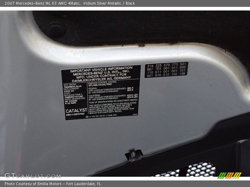 Iridium Silver Metallic / Black 2007 Mercedes-Benz ML 63 AMG 4Matic