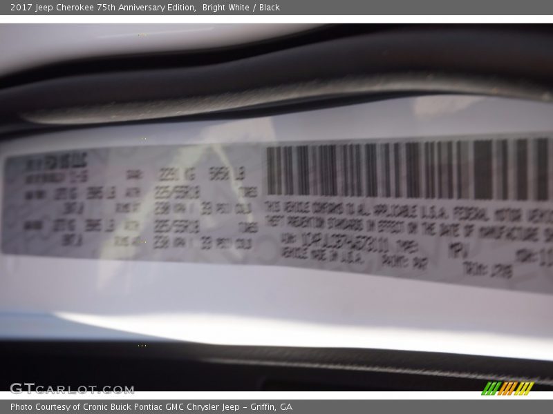 Bright White / Black 2017 Jeep Cherokee 75th Anniversary Edition