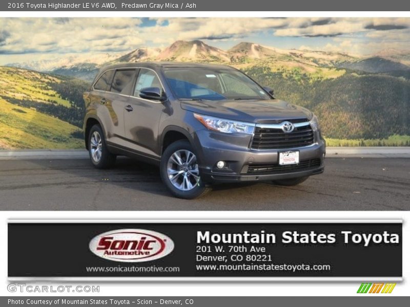 Predawn Gray Mica / Ash 2016 Toyota Highlander LE V6 AWD