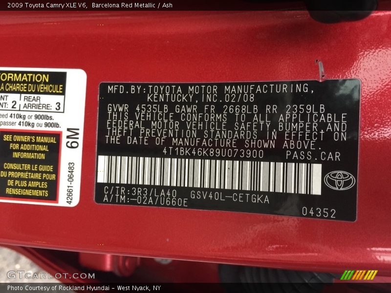 Barcelona Red Metallic / Ash 2009 Toyota Camry XLE V6