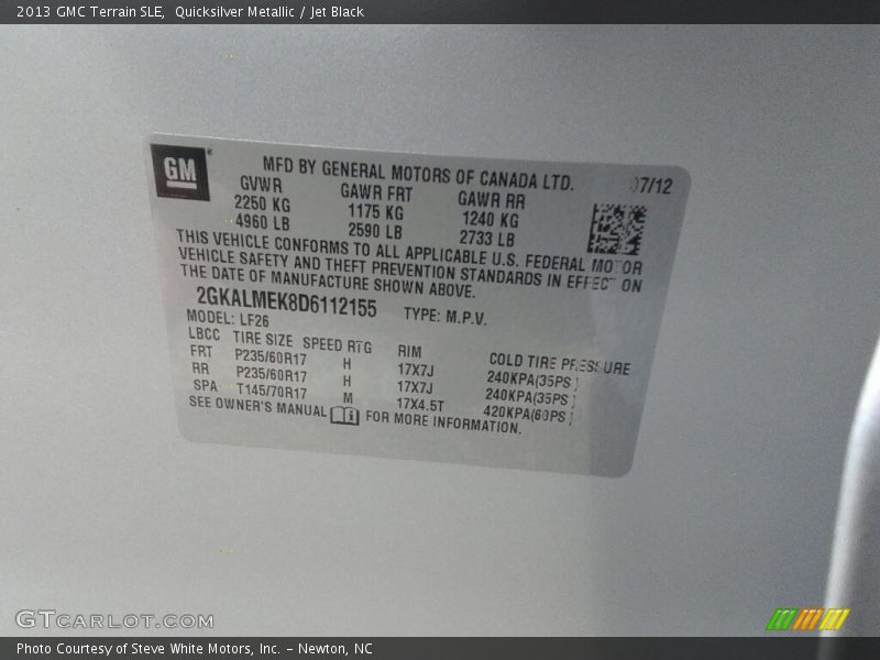 Quicksilver Metallic / Jet Black 2013 GMC Terrain SLE