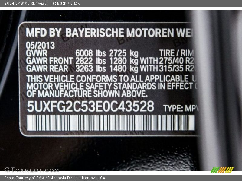 Jet Black / Black 2014 BMW X6 xDrive35i