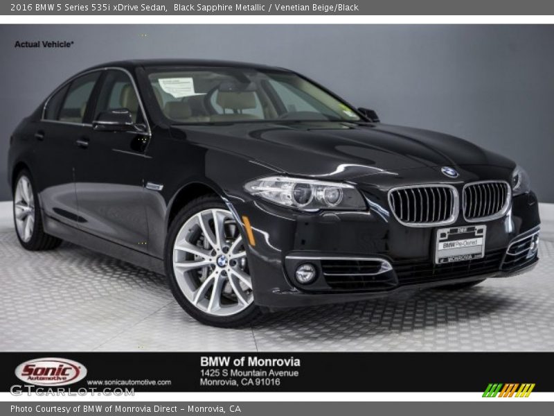 Black Sapphire Metallic / Venetian Beige/Black 2016 BMW 5 Series 535i xDrive Sedan