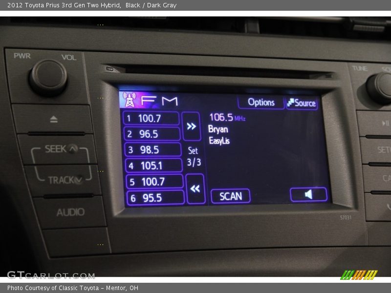 Black / Dark Gray 2012 Toyota Prius 3rd Gen Two Hybrid