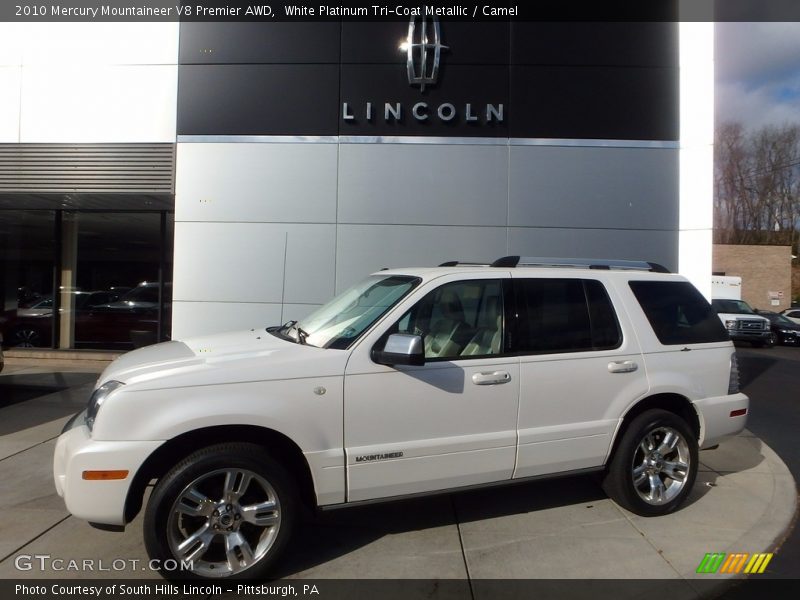 White Platinum Tri-Coat Metallic / Camel 2010 Mercury Mountaineer V8 Premier AWD