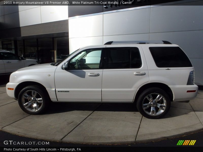 White Platinum Tri-Coat Metallic / Camel 2010 Mercury Mountaineer V8 Premier AWD