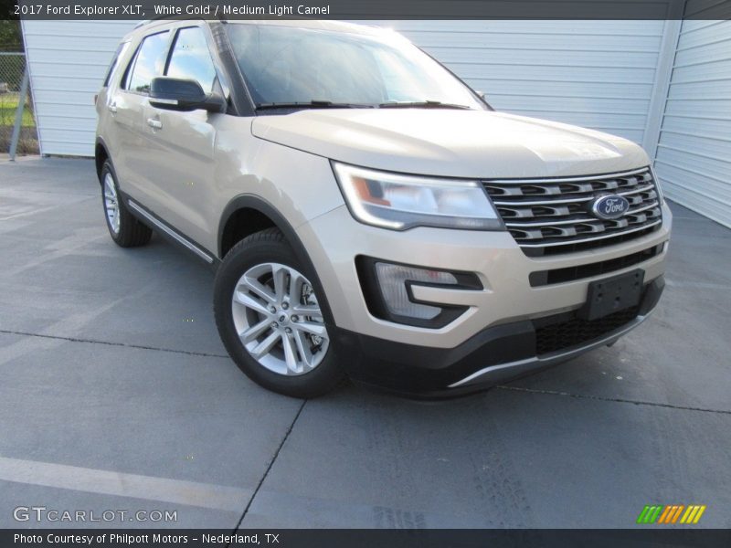 White Gold / Medium Light Camel 2017 Ford Explorer XLT