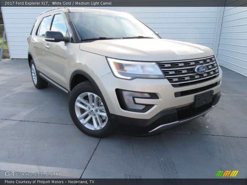 White Gold / Medium Light Camel 2017 Ford Explorer XLT
