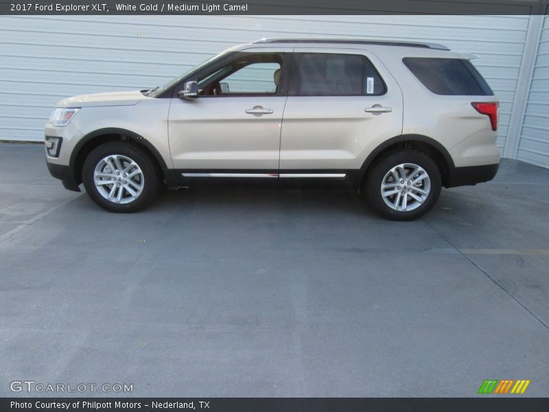 White Gold / Medium Light Camel 2017 Ford Explorer XLT