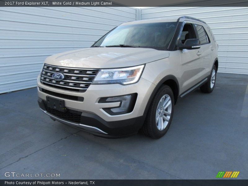 White Gold / Medium Light Camel 2017 Ford Explorer XLT