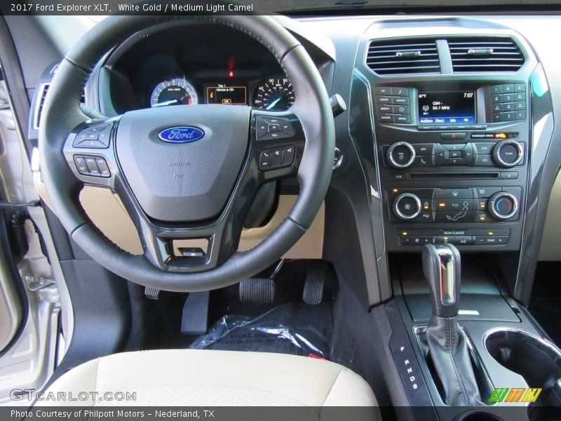 White Gold / Medium Light Camel 2017 Ford Explorer XLT