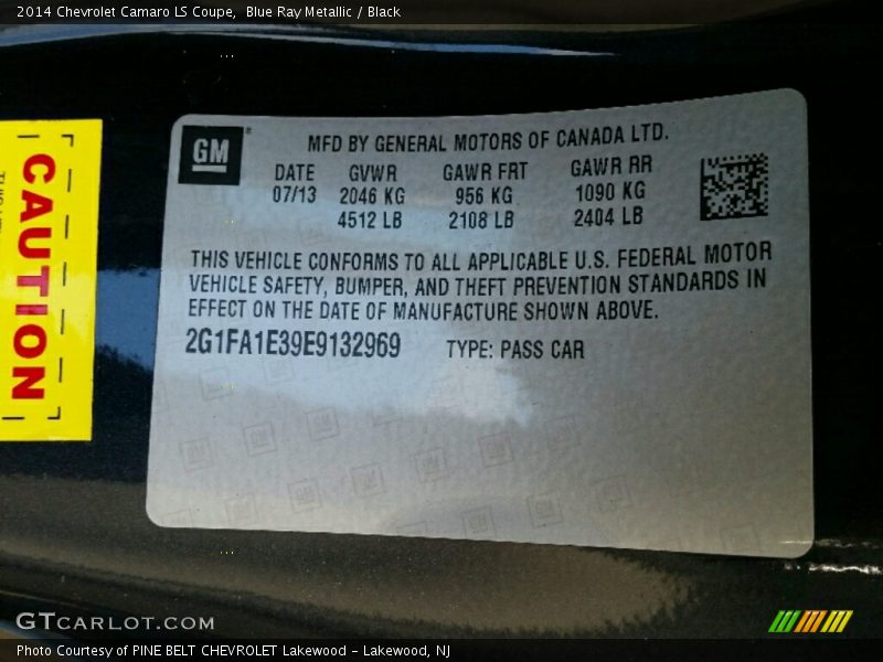Blue Ray Metallic / Black 2014 Chevrolet Camaro LS Coupe