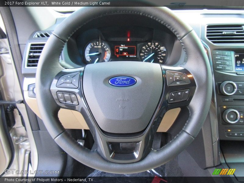 White Gold / Medium Light Camel 2017 Ford Explorer XLT
