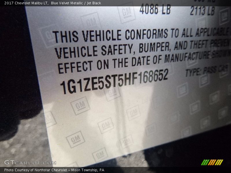 Blue Velvet Metallic / Jet Black 2017 Chevrolet Malibu LT