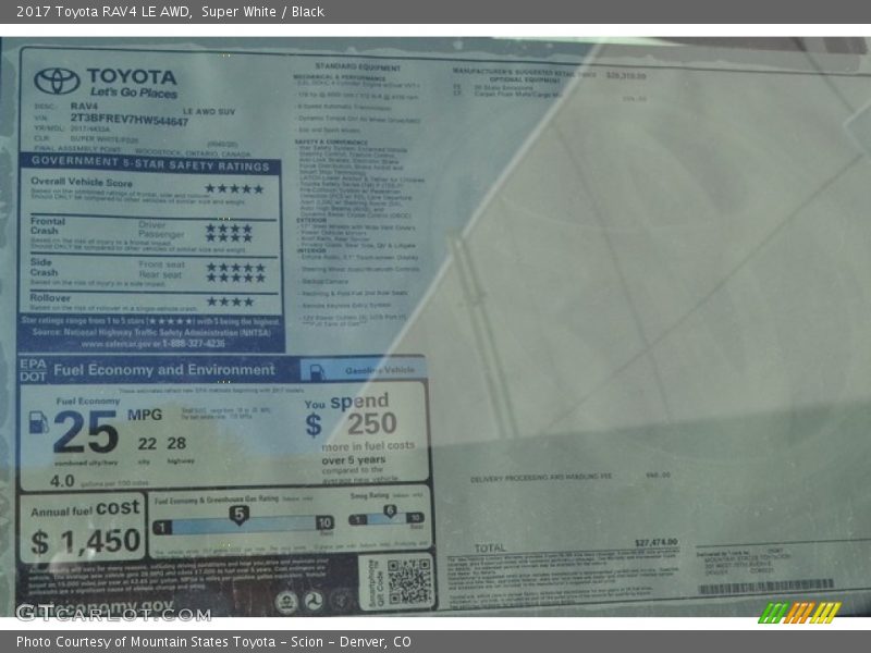 Super White / Black 2017 Toyota RAV4 LE AWD