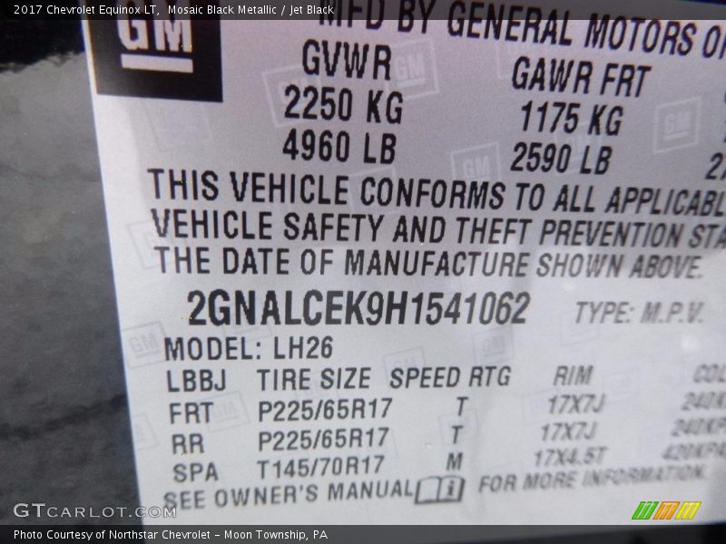 Mosaic Black Metallic / Jet Black 2017 Chevrolet Equinox LT