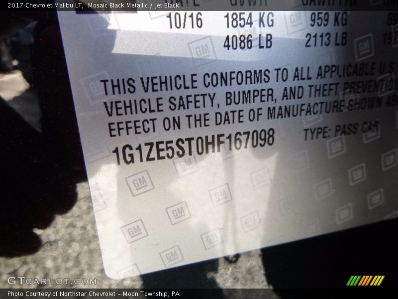 Mosaic Black Metallic / Jet Black 2017 Chevrolet Malibu LT