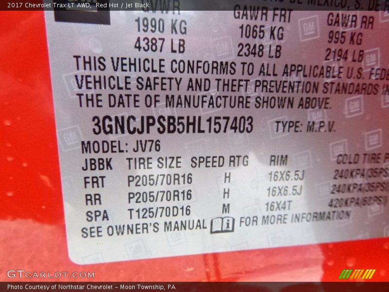 Red Hot / Jet Black 2017 Chevrolet Trax LT AWD