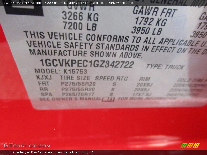 Red Hot / Dark Ash/Jet Black 2017 Chevrolet Silverado 1500 Custom Double Cab 4x4