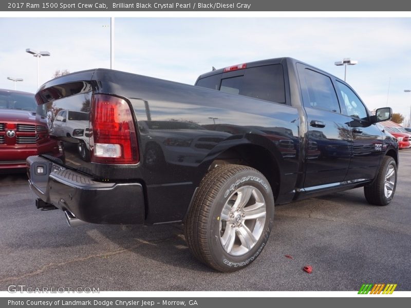 Brilliant Black Crystal Pearl / Black/Diesel Gray 2017 Ram 1500 Sport Crew Cab