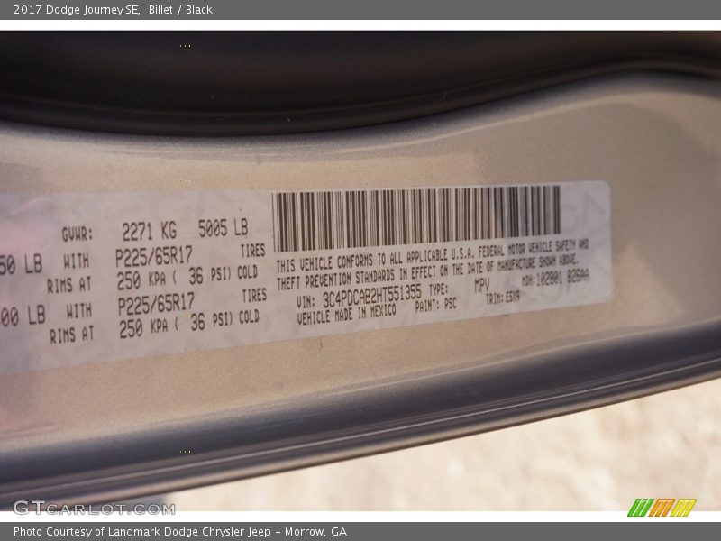 Billet / Black 2017 Dodge Journey SE