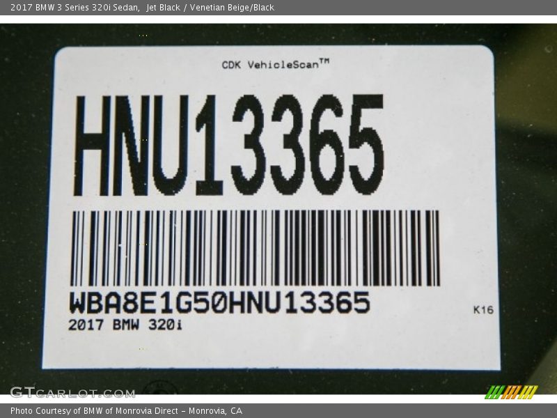 Jet Black / Venetian Beige/Black 2017 BMW 3 Series 320i Sedan